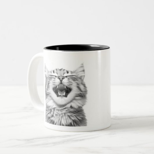 Lachkatze Zweifarbige Tasse (Vorderseite Links)