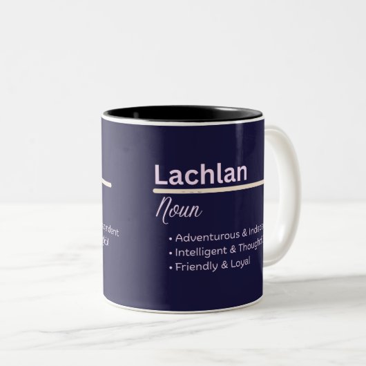 Lachlan Boy Personalized Name Definition Zweifarbige Tasse (VorderseiteRechts)
