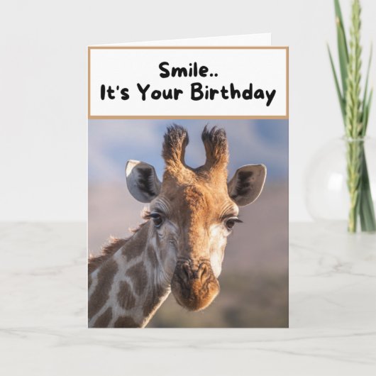 Lächle.. Es ist dein Geburtstag - Giraffe Karte (Vorderseite)