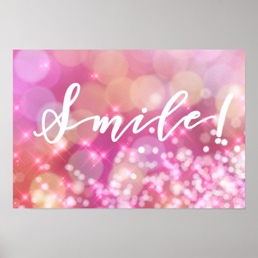 Lächle! | Fun & Glamour Pink Glitzern Poster (Vorne)