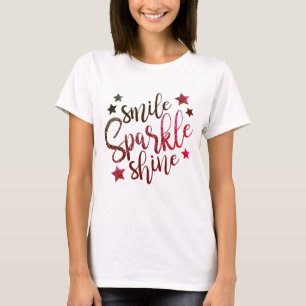 Lächle, funkle und strahle in lila Farbverlaufstön T-Shirt