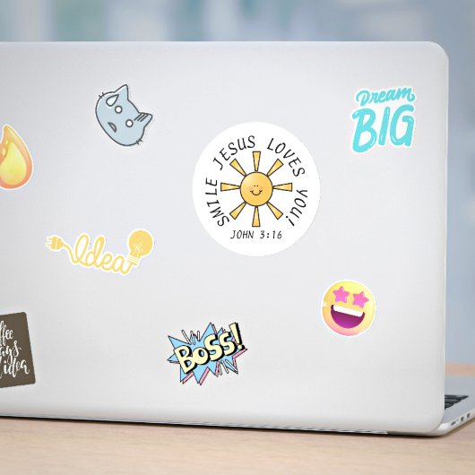 Lächle Jesus Liebe You Runder Aufkleber