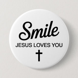 Lächle Jesus liebt dich Button