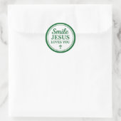 Lächle Jesus liebt dich Runder Aufkleber (Tasche)