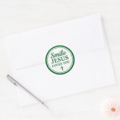 Lächle Jesus liebt dich Runder Aufkleber (Umschlag)