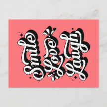Lächle. Liebe. Lachen. /Postkarte