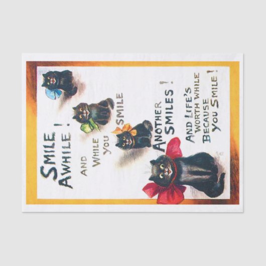 Lächle mal, Black Cat, Louis Wain Seidenpapier (Vorderseite)