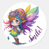 Lächle! Runder Aufkleber (Vorderseite)