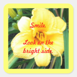 Lächle. Schauen Sie auf die hellen Seitenstücke. Quadratischer Aufkleber