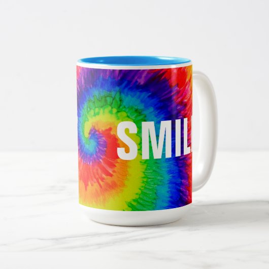 LÄCHLICHE Rainbow-Krawatte-Dye Zwei-Tonen-Tasse, 1 Zweifarbige Tasse (VorderseiteRechts)