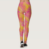 Lachrosa mit sonnenorangefarbenem Design Leggings (Rückseite)