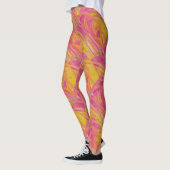 Lachrosa mit sonnenorangefarbenem Design Leggings (Links)