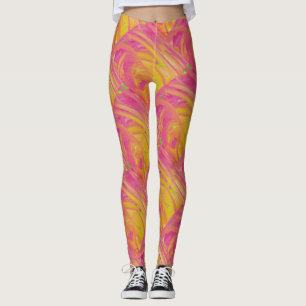 Lachrosa mit sonnenorangefarbenem Design Leggings