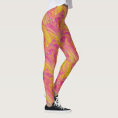 Lachrosa mit sonnenorangefarbenem Design Leggings (Rechts)