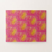 Lachrosa mit sonnenorangefarbenem Design Puzzle (Horizontal)