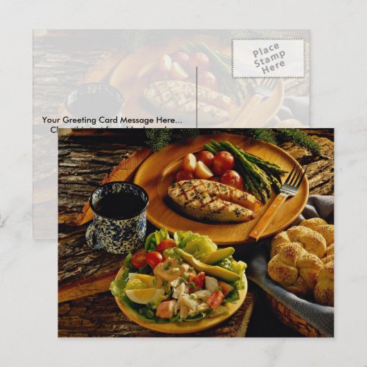 Lachs-Abendessen Postkarte (Vorne/Hinten)