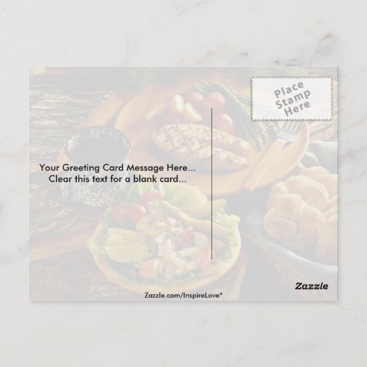 Lachs-Abendessen Postkarte (Rückseite)