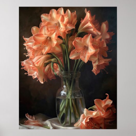 Lachs Amaryllis Blume Art Print Poster (Vorne)