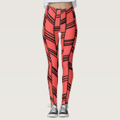 Lachs Art Deco Lines Leggings (Vorderseite)