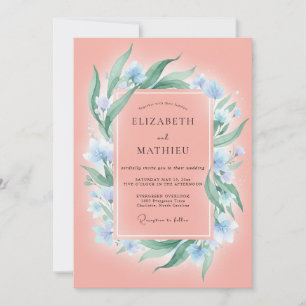 Lachs Azure Foliage Eukalyptus Hochzeit Einladung