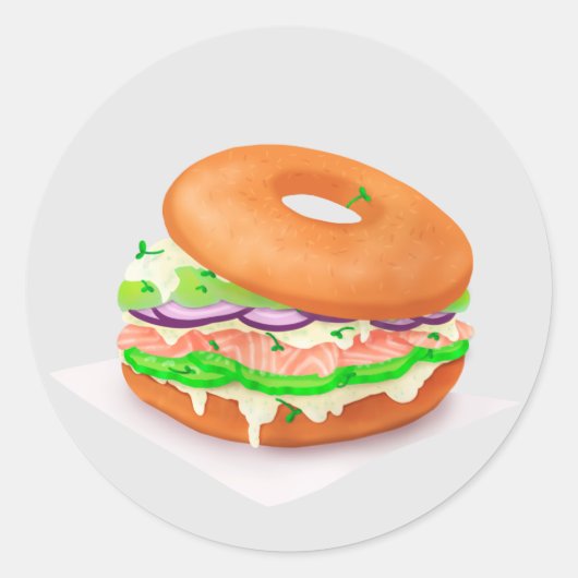 Lachs Bagel Classic Round Sticker (Vorderseite)