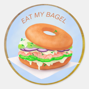 Lachs Bagel Personalisiert Runder Aufkleber