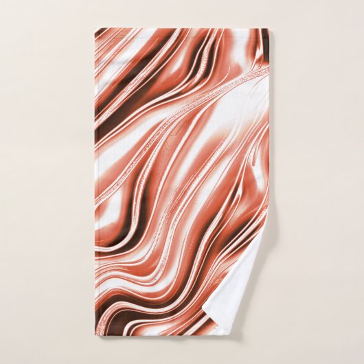 Lachs bis roter, langgestreckter Spuren auf weißem Badhandtuch Set (Handtuch)