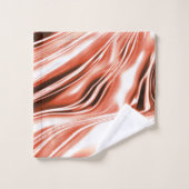 Lachs bis roter, langgestreckter Spuren auf weißem Badhandtuch Set (Waschlappen)