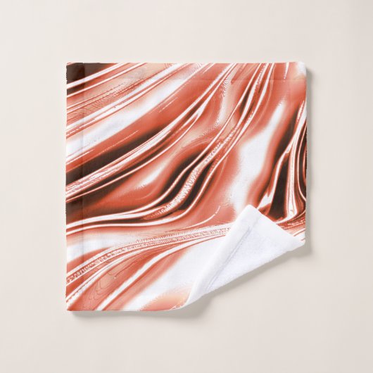 Lachs bis roter, langgestreckter Spuren auf weißem Badhandtuch Set (Waschlappen)