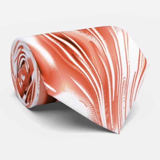 Lachs bis roter, langgestreckter Spuren auf weißem Krawatte (Gerollt)