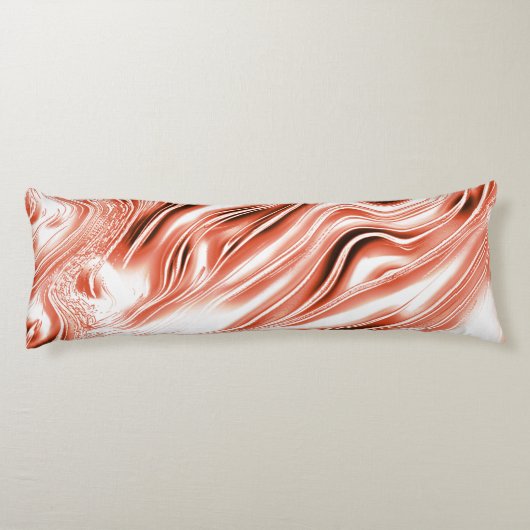 Lachs bis roter, langgestreckter Spuren auf weißem Seitenschläferkissen (Rückseite)