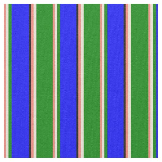Lachs, Bisque, Green, Blue & Black Linse Muster Stoff (Nahaufnahme)
