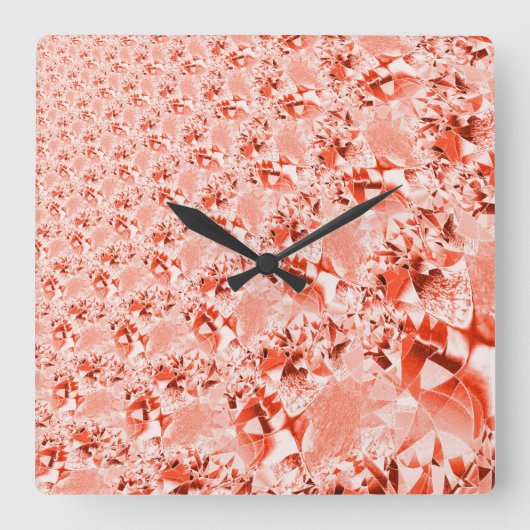 Lachs, blass bis rot, hell und verdreht quadratische wanduhr (Vorderseite)