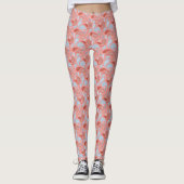 Lachs-Blau-Paisley-Muster Leggings (Vorderseite)