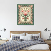 Lachs Blume Smaragdmittelalterliche Ornamente Leinwanddruck (Insitu (Schlafzimmer))