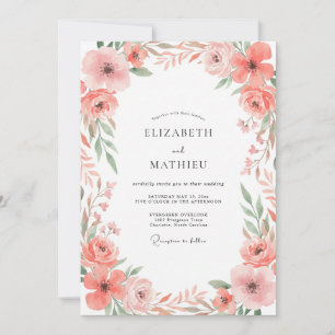 Lachs-Blütenblatt-Hochzeit Einladung