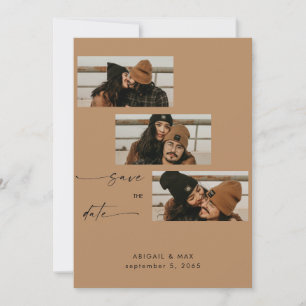 Lachs Collage Foto-Streifen Hochzeit Save the Date