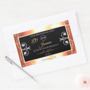 Lachs-Creme-Produktmarken Juwelen Schwarz mit Logo Rechteckiger Aufkleber