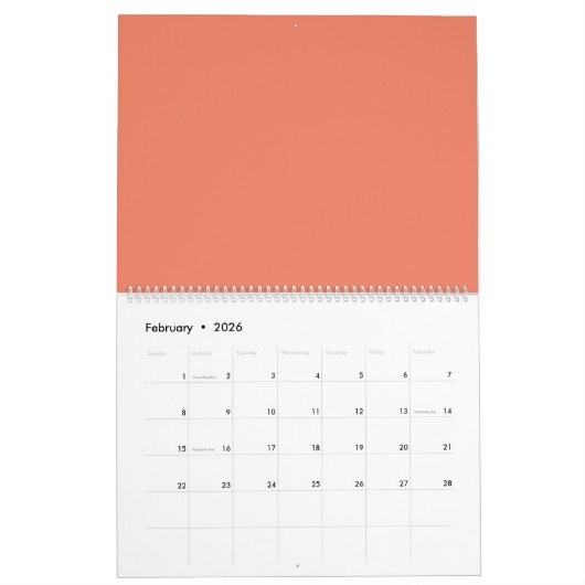 Lachs #F38367, Pink Daisy Kalender (Feb 2026)