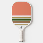 Lachs Farbblock Fett Grünbraune Streifen Pickleball Schläger (Rückseite)