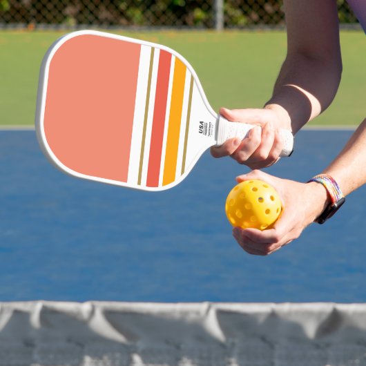 Lachs Farbblock orange gelbe Streifen Pickleball Schläger (InSitu)