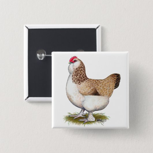 Lachs Faverolle Hen Button (Vorne & Hinten)