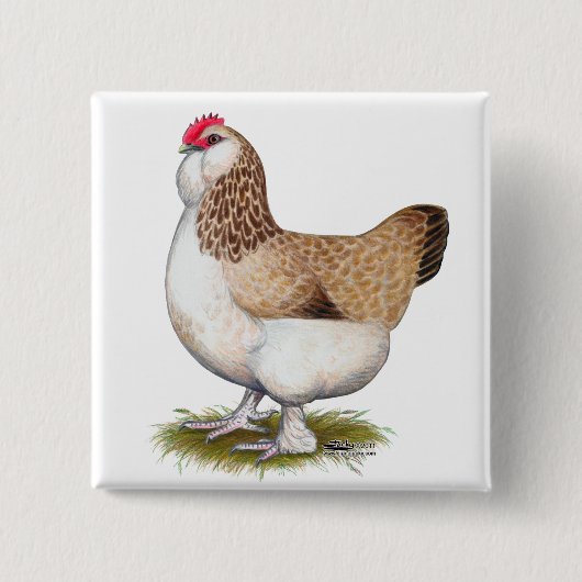 Lachs Faverolle Hen Button (Vorderseite)