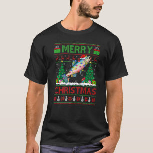Lachs Fisch Weihnachtsbaum Ugly Weihnachten T-Shirt