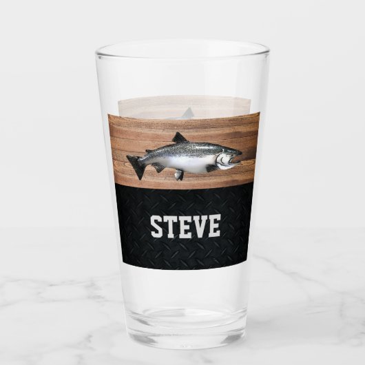 Lachs Fischbäume Angeler Fischforellen Glas (Vorderseite)