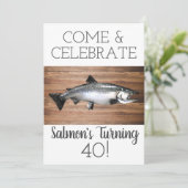 Lachs Fischen Erwachsener Geburtstagssport Einladung (Stehend Vorderseite)