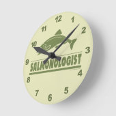 Lachs Fischen Runde Wanduhr (Winkel)