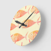 Lachs Fish Group Runde Wanduhr (Winkel)