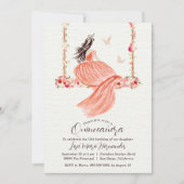 Lachs Floral Watercolor Quinceañera Einladung (Vorderseite)