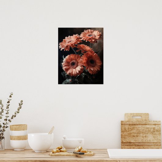 Lachs Gerbera Daisy Blume Art Print Poster (Küche)